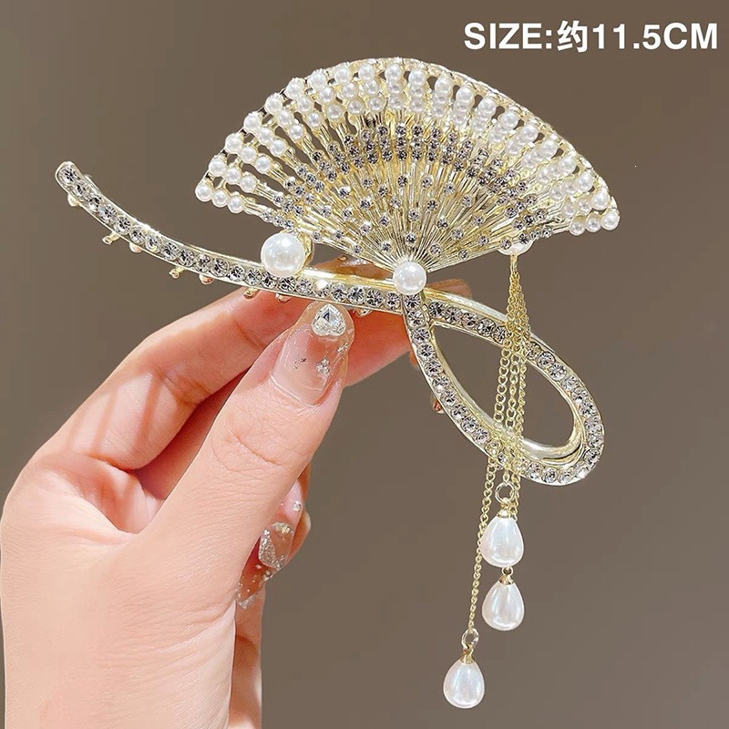 Satín de alta sensación, arco negro grande, clip de tiburón, toque de cabeza, clip de nube, clip de agarre, clip de cabello, tarjeta de cabello de mujer