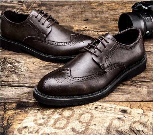 Весенняя кожаная обувь, мужская обувь Brock, британское корейское повседневное Деловое платье, мужская обувь, повышающий костюм, Свадебная обувь для жениха