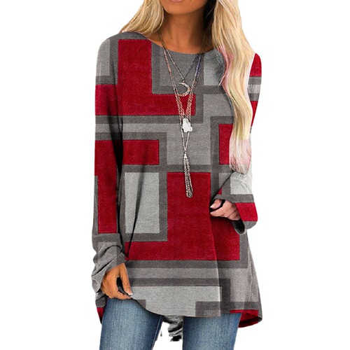 Women's Graphic Mesh Patchwork 3D Print Front-Back Asymmetrical Medium-Sleeve Casual T-Shirt