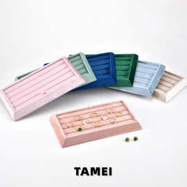 天鹅绒钻石戒指托盘高档戒指展示盘耳钉珠宝展示道具绒布首饰托盘