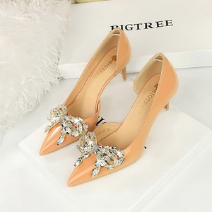 638-AH19 European and American Light Luxury Banquet Women's Shoes High Heels, Thin Heels, Shallow Notched Pointed S