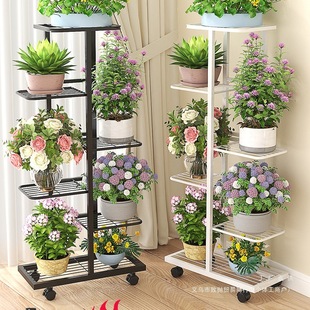Flower Rack Living Room Floor-Standing Indoor Home Balcony Storage Rack Multi-Layer Iron Pothos Plant Display Flower Pot Rack