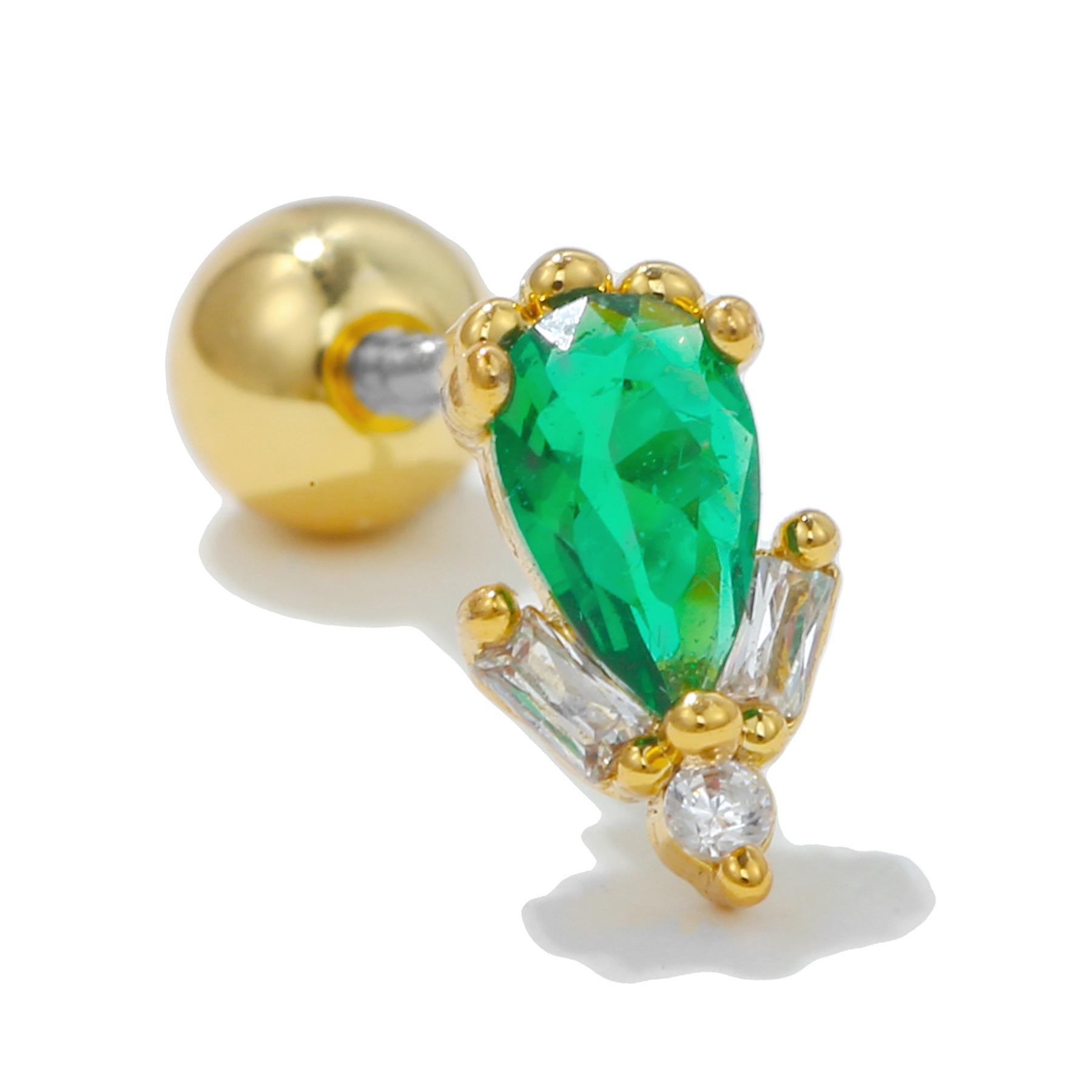 Fashion Square Cherry Heart Shape Copper Inlaid Zircon Ear Studs 1 Piece