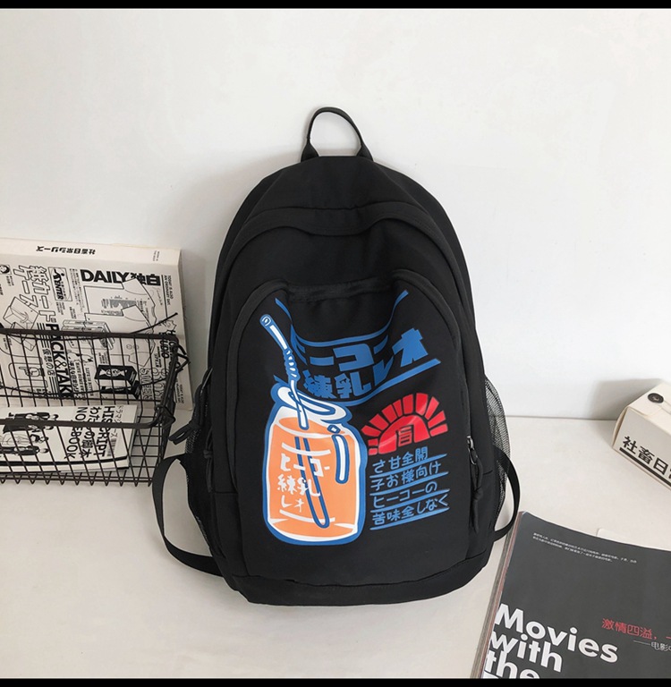 Nihaojewelry Wholesale Korean Contrast Color Printing Large-capacity Backpack display picture 7