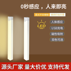 LED 人体センサーランプ磁気充電ワインキャビネットワードローブランプ学生寮常夜灯クロスボーダーストリップランプ