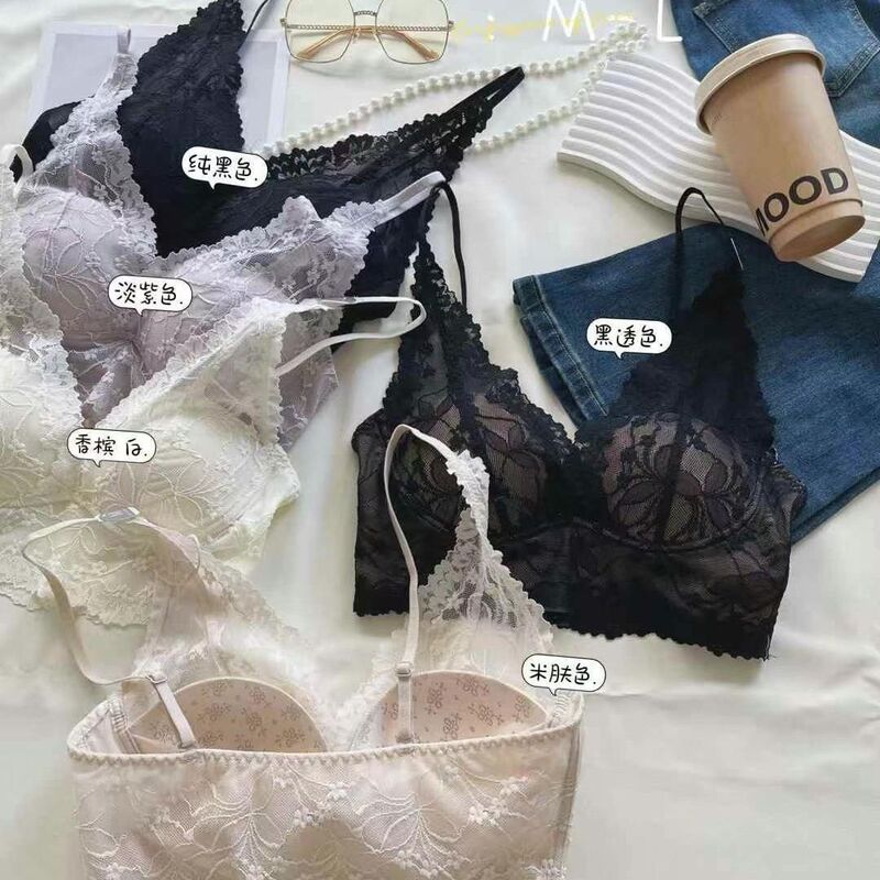 ディープVフレンチカラー、ニューポートレース、美しいバックサスペンダー下着、ワンカップ、小さな胸を押し上げる、快適なチューブトップ|undefined