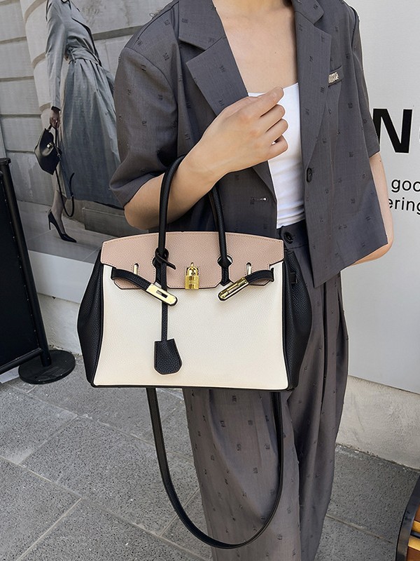 Bolso Kelly de platino portátil de alta calidad, estilo explosivo transfronterizo para mujer, bolso de color de contraste de moda, bolso de mensajero de viaje de gran capacidad