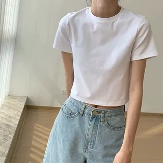 纯棉2026年新款圆领短袖t恤女韩版ins时尚百搭修身显瘦洋气小个子