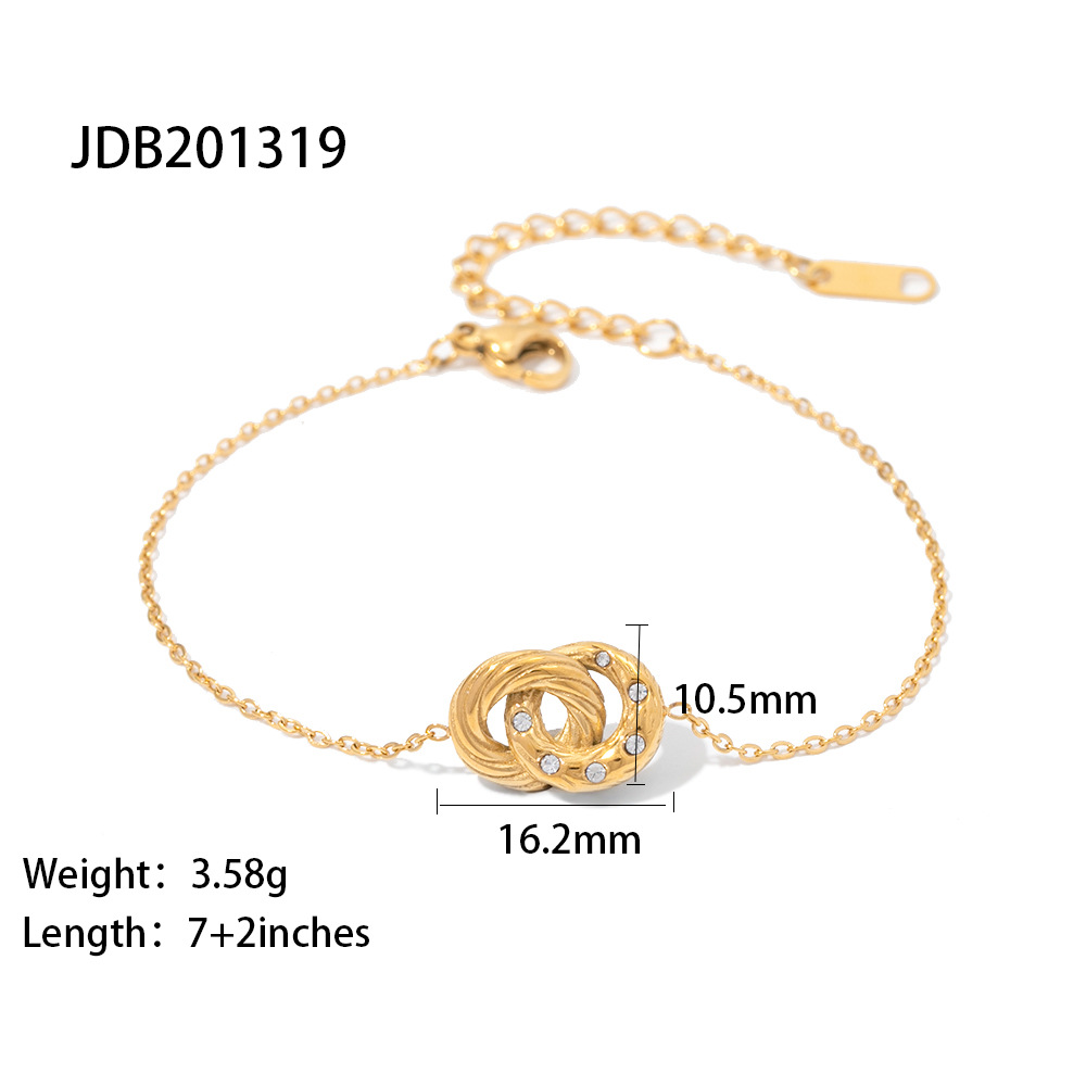 Retro Geometric Stainless Steel Inlay Zircon Bracelets 1 Piece