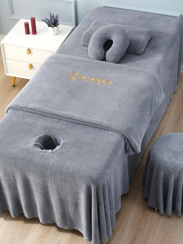 Beauty salon four-piece quilt cover massage bedspread bed cover feet wrinkle-free color-free hair-free size square head