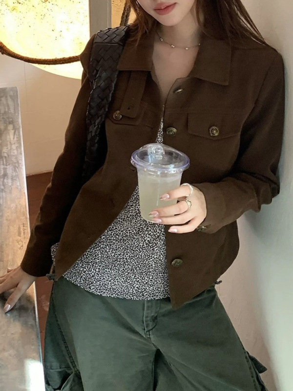 Ranwear 私服 东京故事 设计摩登翻领蜡感工艺外套百搭工装风夹克|undefined
