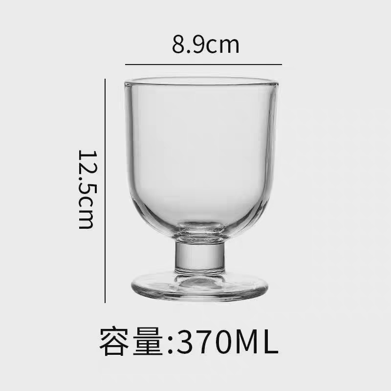 Taza de vidrio de pie alto a rayas verticales vintage taza de helado estilo ins diseño sensación bebida taza de jugo taza de vidrio de café