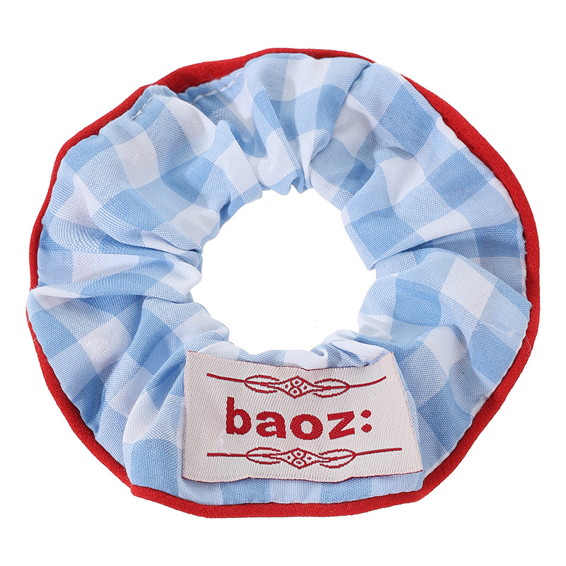 Anillo de cabello a cuadros azules color rojo 2025, nueva cabeza de tela cuerda joyería para el cabello temperamento dulce para mujeres joyería para el cabello anillo