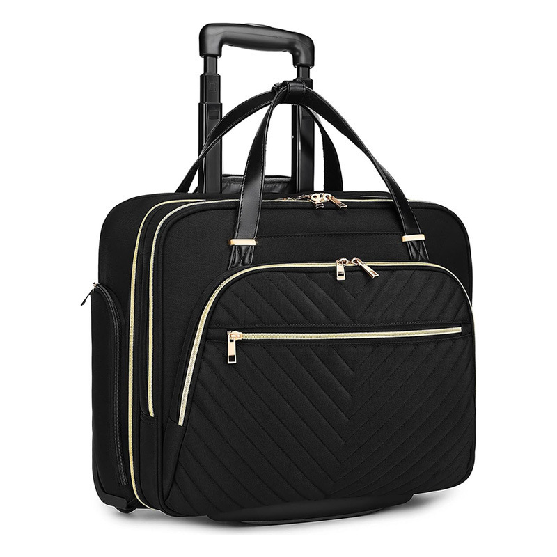 Amazon 15.6inch Laptop Bag Large Capacity Roller Type Travel Luggage Bag Overnight Document Trolley Bag