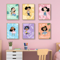 New Cute Cartoon Girl Inspirational and Positive Children's Room Bedroom Wall Decor Art Home Decor Framed Picture Core