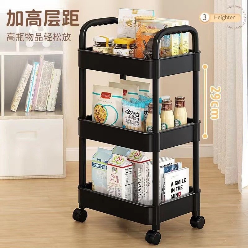Estante de almacenamiento de carrito pequeño Estante de snack sala de estar cocina baño baño móvil dormitorio multicapa almacenamiento junto a la cama image 3