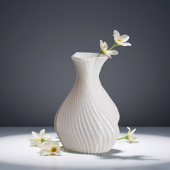 3D打印花瓶北欧现代玄关装饰客厅天鹅颈摆件白色花器插花环保材质