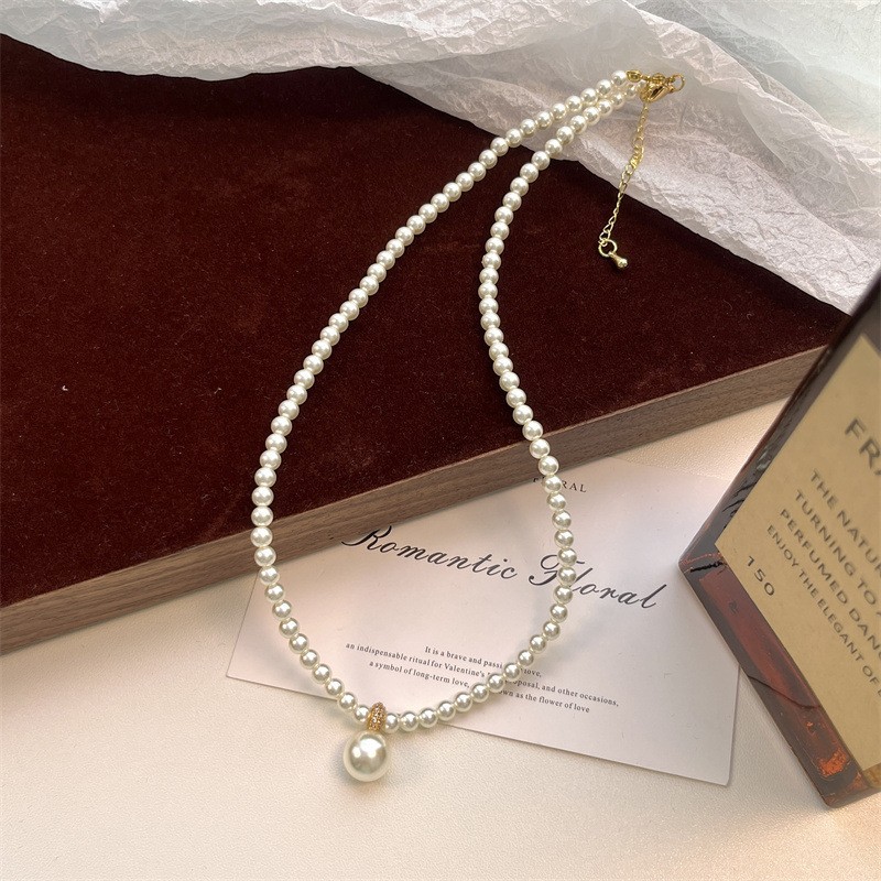 V236 지르콘 진주 목걸이 골드