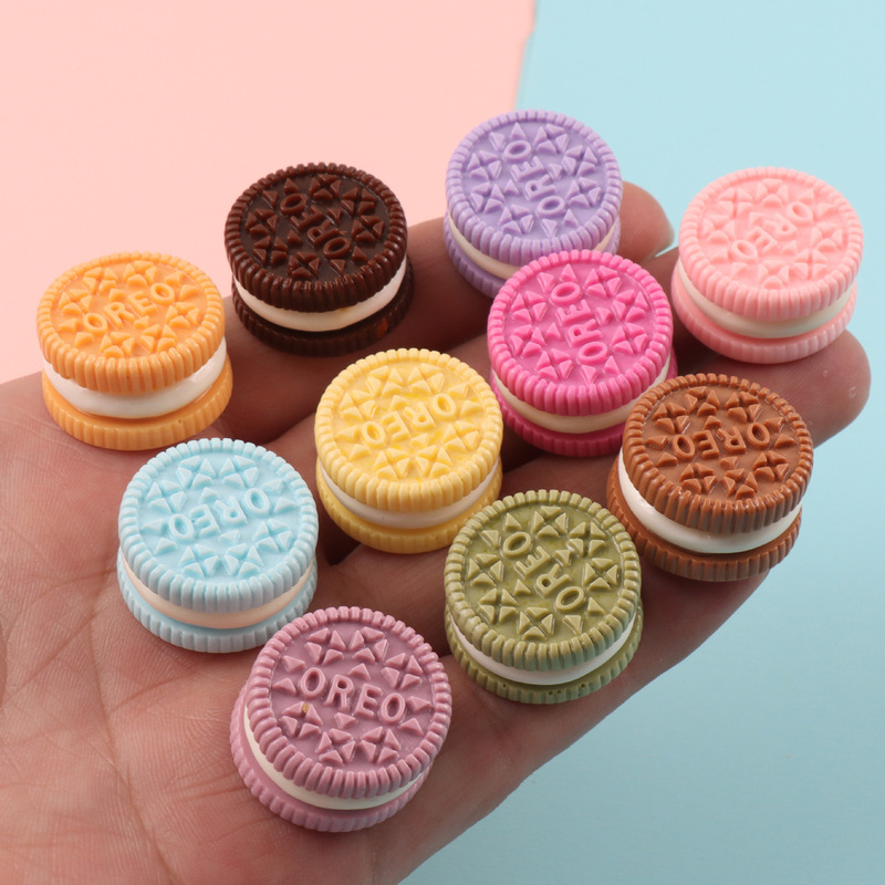Macaron-colored resin cookies, Oreo sandwich cookies, food toys, DIY cream glue accessories, hair clip accessories