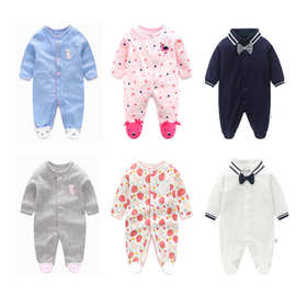 婴儿衣服长袖包脚纯棉婴儿连体衣宝宝可爱外出婴儿服装新生儿爬服