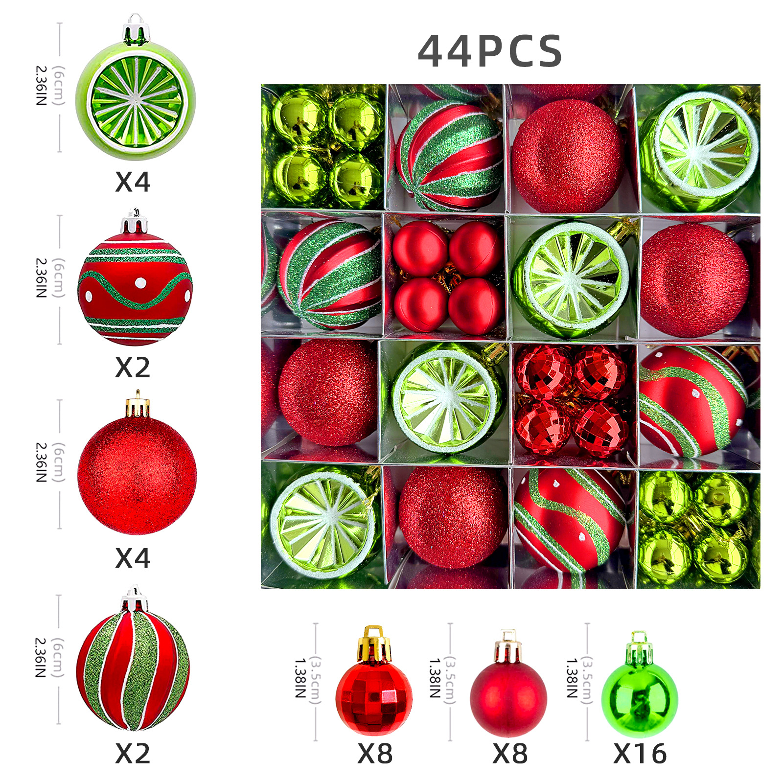 Juego de Esferas Navideñas Galvanizadas 6cm de Plástico para Árbol de Navidad image 18
