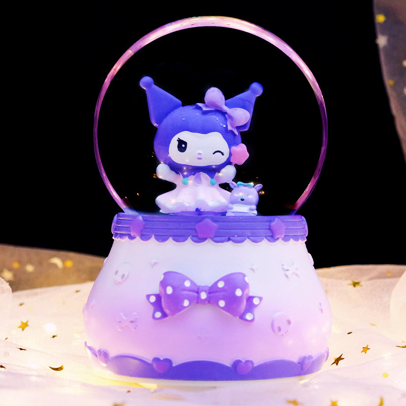 Pequeño libro rojo explosión dulce oso amarillo bola de cristal adornos luminosos giratorios caja de sonido regalos de vacaciones para niños