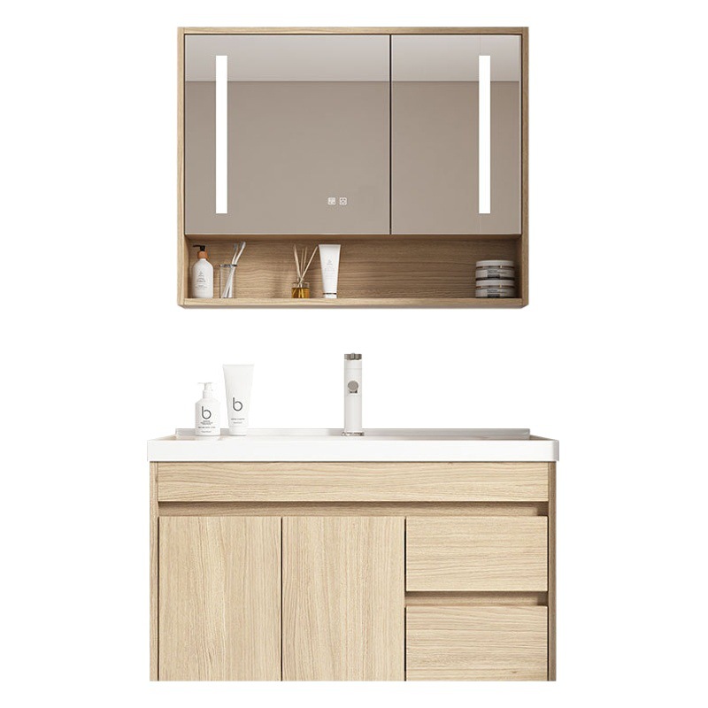 Elegante gabinete de baño combinación de madera maciza moderno minimalista lavabo mesa de lavado gabinete mesa de lavado baño Baño traje de baño