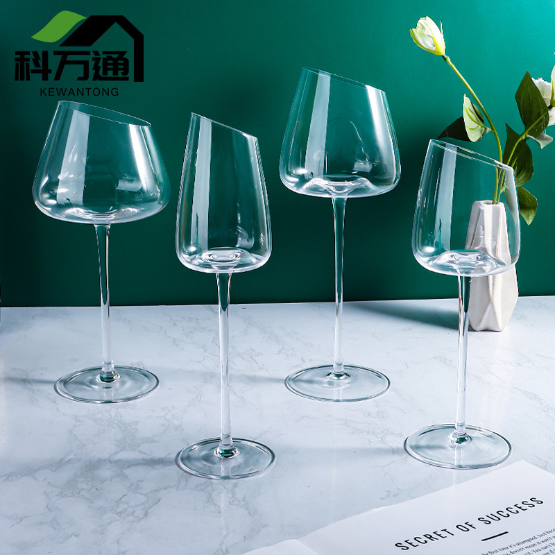 Copa de vino tinto con base inclinada, cristal para el hogar, copa de estilo europeo, copa de champán, copa de vino, juego de doble caja de regalo