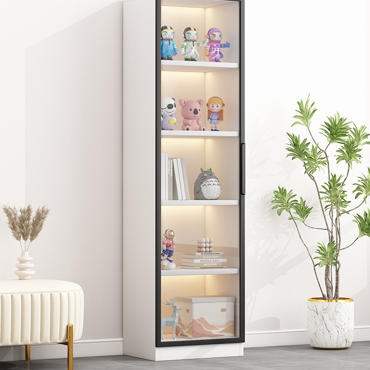 Dust-Proof Bookcase with Glass Door Children's Bookshelf Locker Living Room Light Luxury Display Cabinet Bedroom Shelf Storage M&