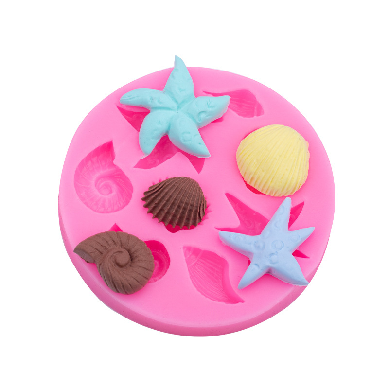 Fondant Concha molde de silicona chocolate azul océano estilo estrella de mar pastel decoración hornear