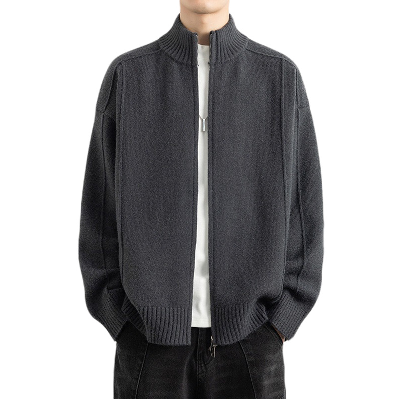 Explosiones transfronterizas de tamaño grande europeo cardigán chaqueta jersey suéter hombre de alta calidad línea textural fábrica al por mayor
