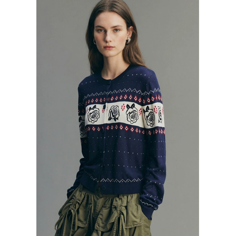 U Family Earth Girl Series Vintage Floral Jacquard Knitted Cardigan for Women 26 Autumn Design Soft Sweater 9748 U Family Earth Girl Series Vintage Floral Jacquard Knitted Cardigan for Women 26 Autumn Design Soft Sweater 9748