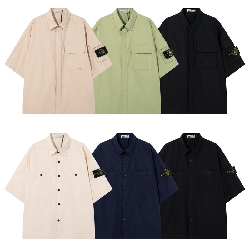 Cross-Border Stone Summer 26Ss Organic Cotton Vintage Washed Loose Short-Sleeve Shirt T-Shirt with Logo Patch Unisex Style
