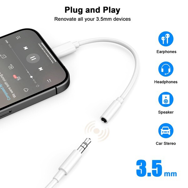 White Color Material: Plastic USB C to 3.5mm Headphone Jack Adapter 3.5mm Headphones