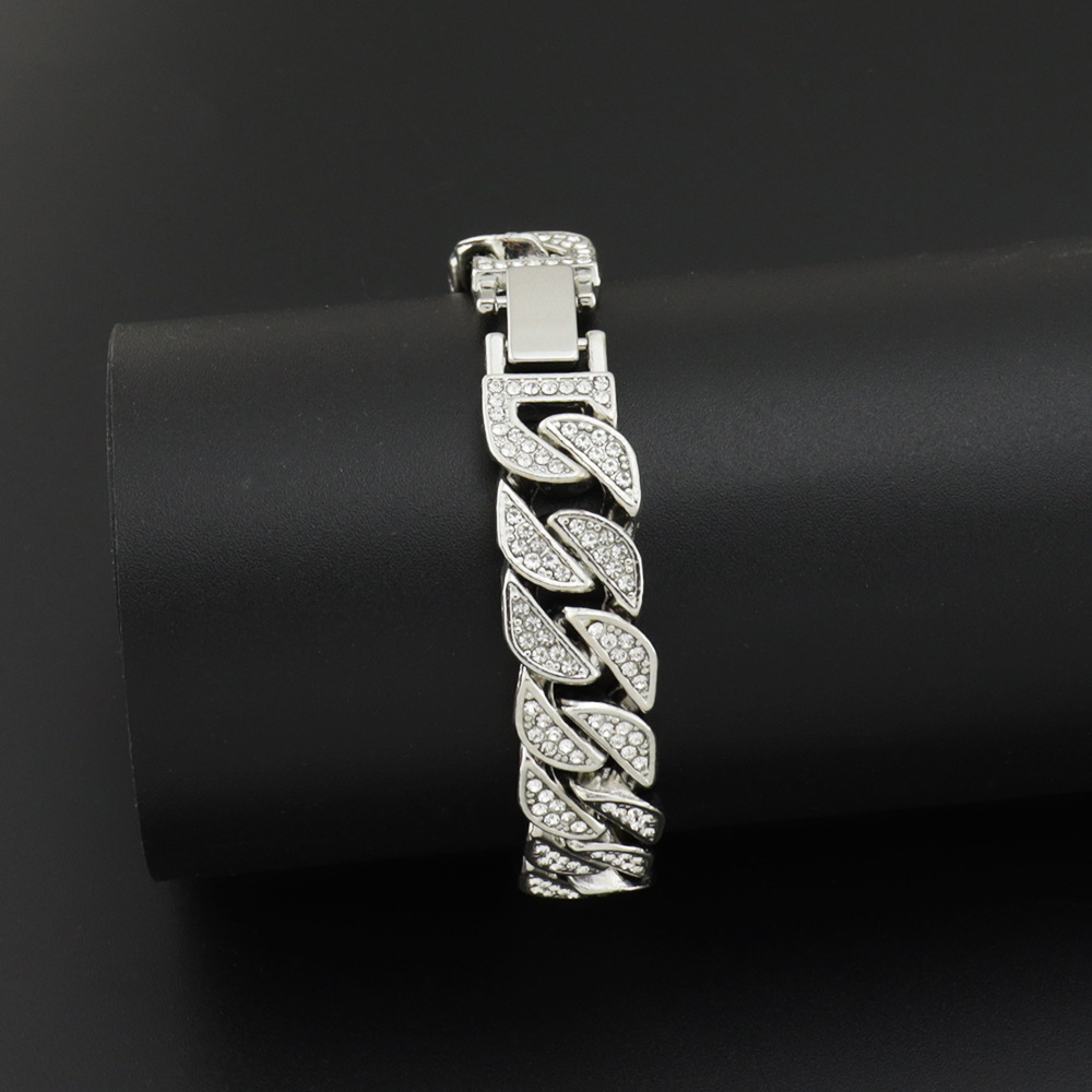 Other Leaf Cuban Bracelet Metal Crystal Silver
