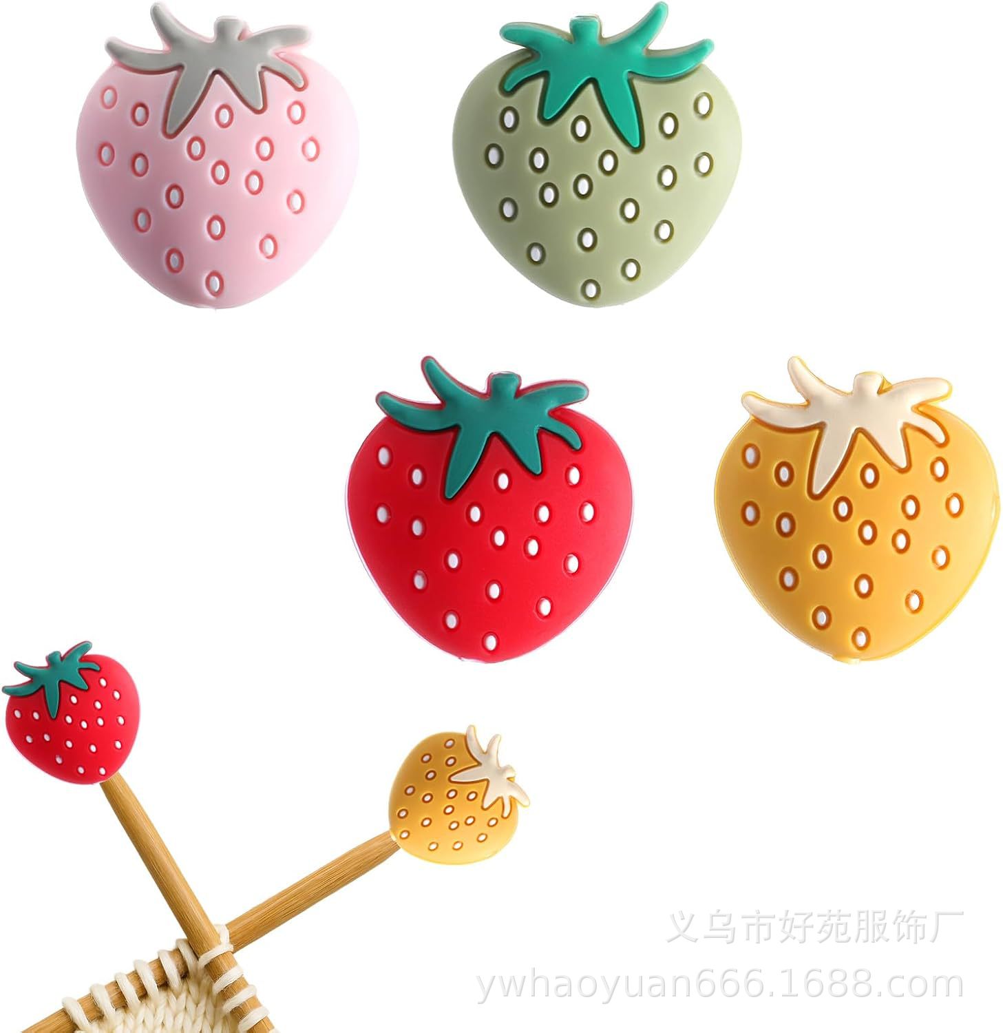 Cartoon Strawberry aguja taponador de agujas suéter aguja tapa DIY mano anti-dispersión aguja taponador de agujas accesorios de crochet aguja tapa