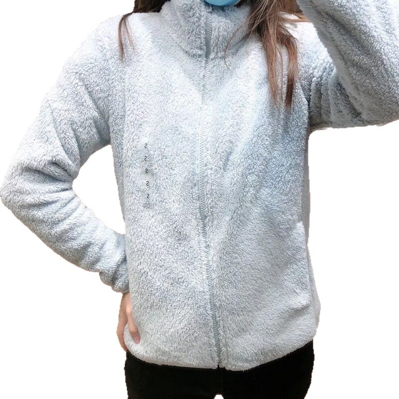 Japanese single autumn and winter women's long fleece fleece jacket long sleeve cardigan collar warm coat 428330 439138