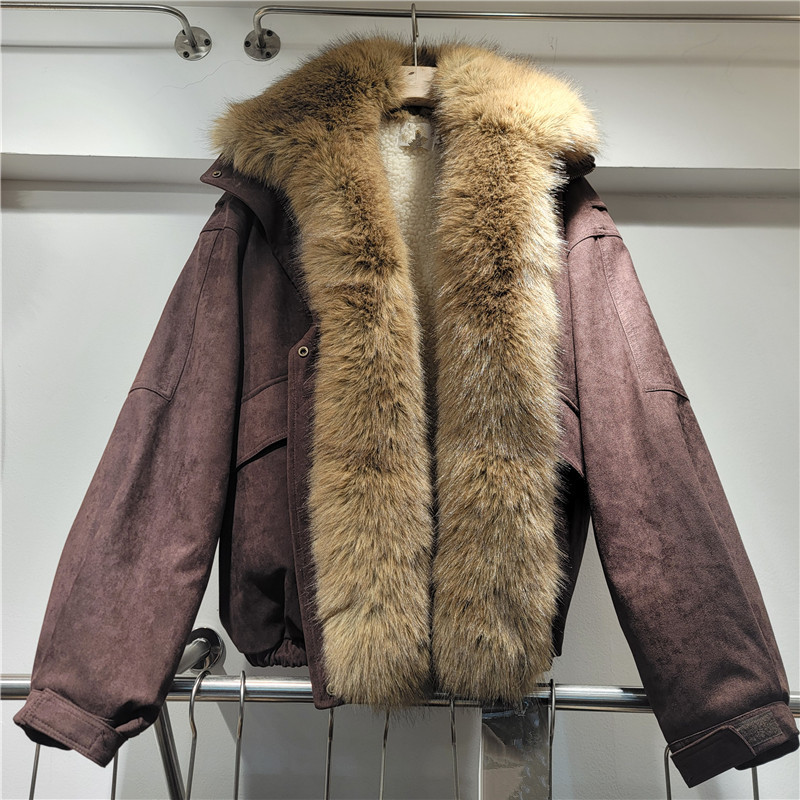 2025 invierno nuevo tipo de pie de cuello de capilla superando la chaqueta de algodón a prueba de viento grueso calentamiento abrigo de cuello de capilla de moda piel