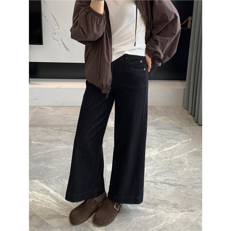 Close your eyes and buy it! These super slimming, straight-leg, four-way stretch, cropped denim pants are perfect for autumn, featuring a high waist and a stylish, wide-leg design, making them ideal for work or everyday wear