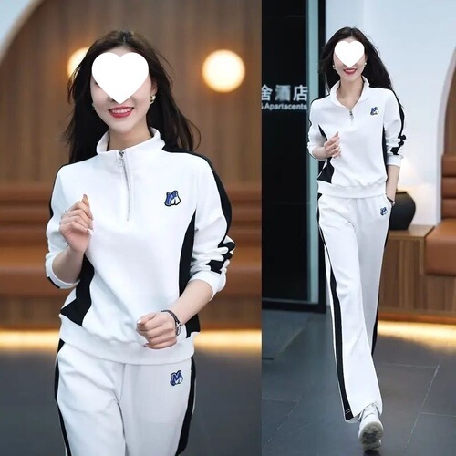 Ladies Sporty Casual Set with Hooded Sweatshirt and Wide Leg Pants, Spring and Autumn Outfit, Stylish Two-Piece Set #865