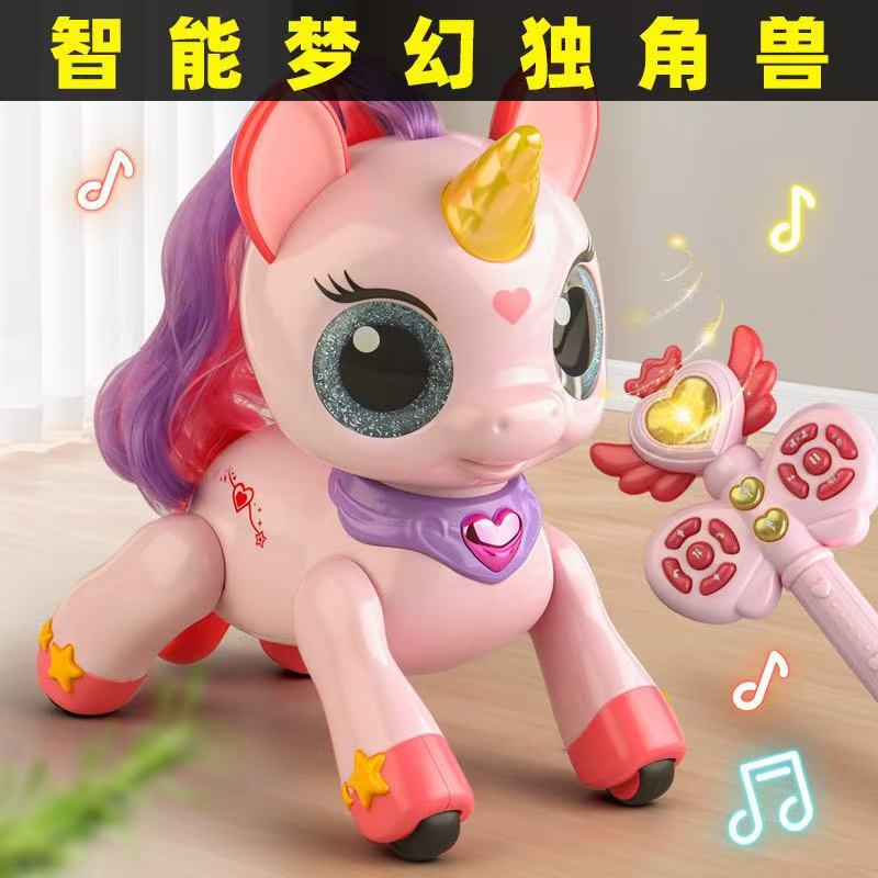 Año del Caballo nuevo niño control remoto unicornio fantasía varita mágica mascota caballo gravedad control remoto inducción juguete robot perro