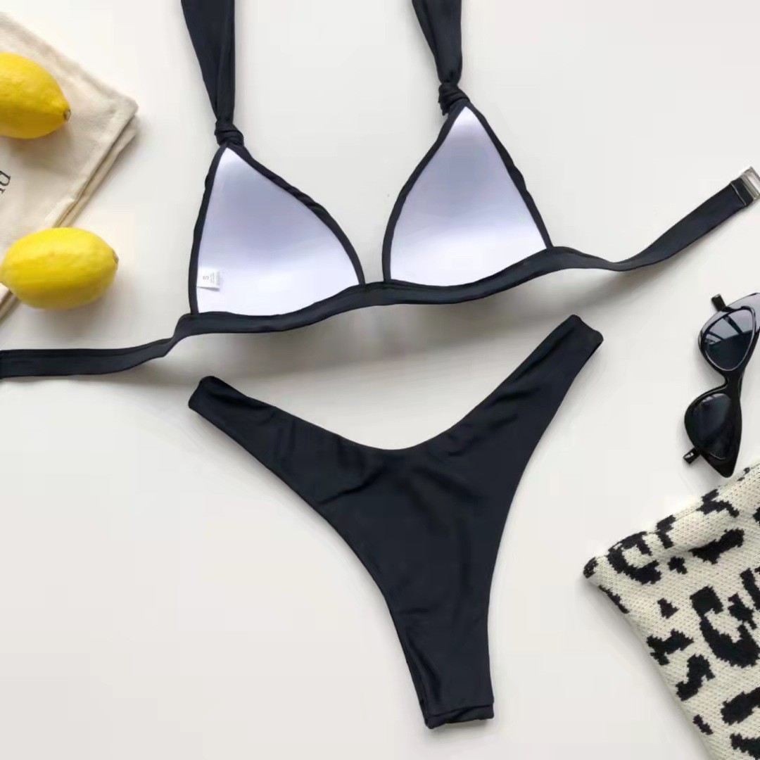 182g Weight Sexy Feel Of Sensation Low Waist Panties Waist Bikini Panties Style Bralette Bra Category Nylon Fabric Type 2 Pieces Set Quantity Swimming Pool, Beach Occasion Solid Color Pattern Triangle Cup Bra Cup Women's Gender Women's Solid Color 2 Pieces Set Bikinis Swimwear 4