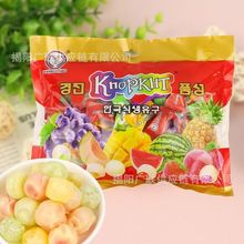 批发Knopkht乳球豆糖果综合水果味夹心软糖年货零食400g一箱20包