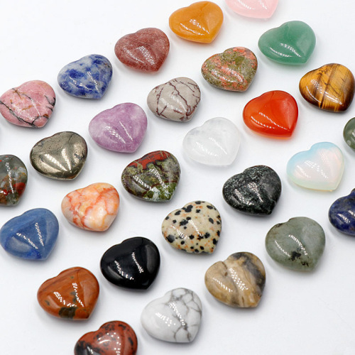Natural Crystal Agate Stone 20mm Heart Shape Small Ornament Solid Heart Stone DIY Jewelry Decor Cross-border