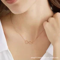 8-образное колье из розового золота с бесконечной любовью, 18-каратное золотое колье с бриллиантами, колье в стиле ins, милое модное нишевое колье