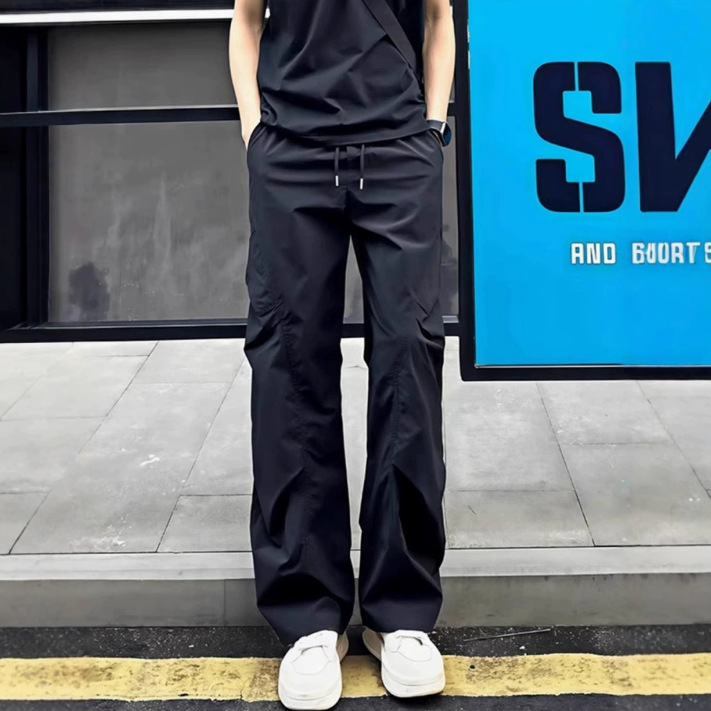 여름 남성 스트리트 주름 카고팬츠 와이드핏 벌룬 조거 캐주얼 롱팬츠