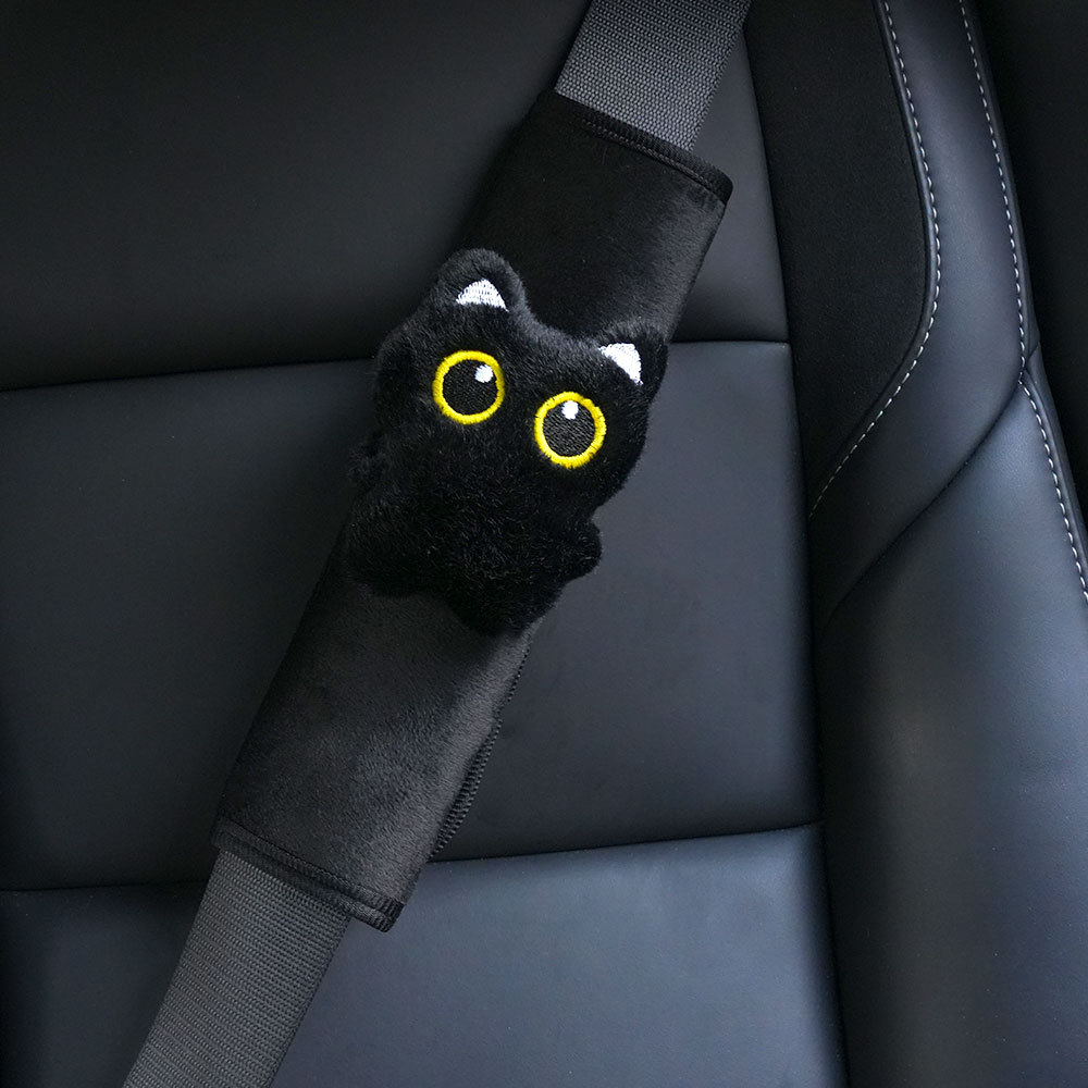 New Black Cat Toy Car Safety Shoulder Pad Plush Cute Cat Girl Shoulder Pad Couple Gift Ins