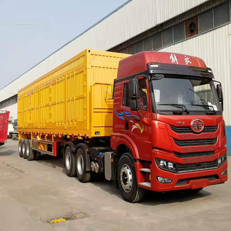 带牵引杆全挂侧翻自卸车  牵引环全挂车平板  拖拉机平板拖车