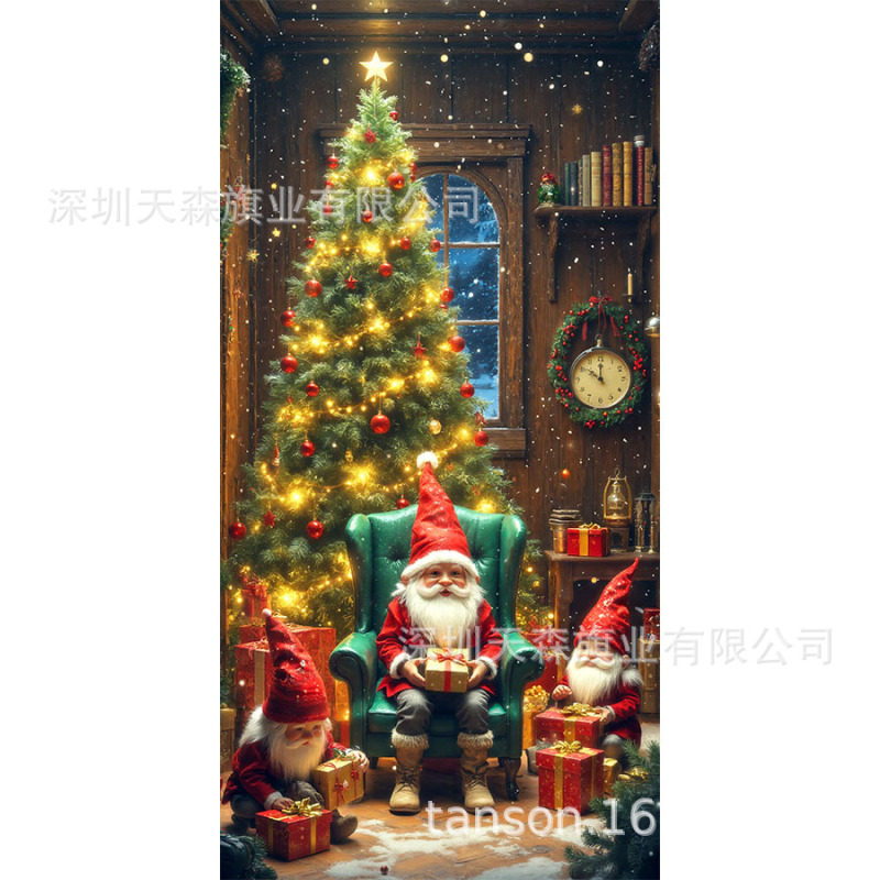 跨境新款热卖圣诞节门帘圣诞老人门盖节日装饰旗帜户外拍照背景布|undefined