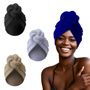 New Solid Color Ethnic Bag Head Cap Stereo Twist Ball Head Cap India Cap Amazon Cross Border Hat